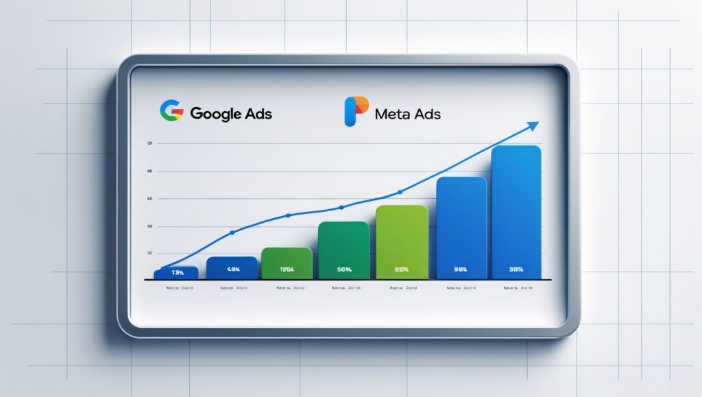 Google Ads and Facebook Ads: Which Is Better for Your Business? 5 Leonardo Phoenix 10 A splitscreen comparison graph illustratin 1